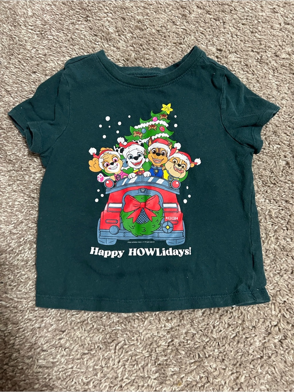 Old Navy Dark Green 'Happy HOWlidays' Paw Patrol Holiday Tee